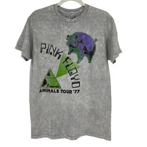 Officially Licensed Pink Floyd Animals Tour '77 T-Shirt Gray Acid Wash Medium